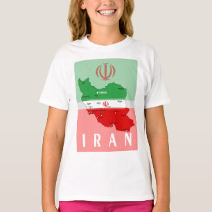 T-shirt Carte de l'Iran avec drapeau et emblème