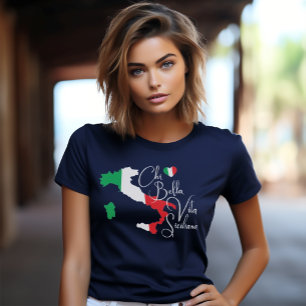 T-shirt Carte de l'Italie Sicilienne dire élégant script