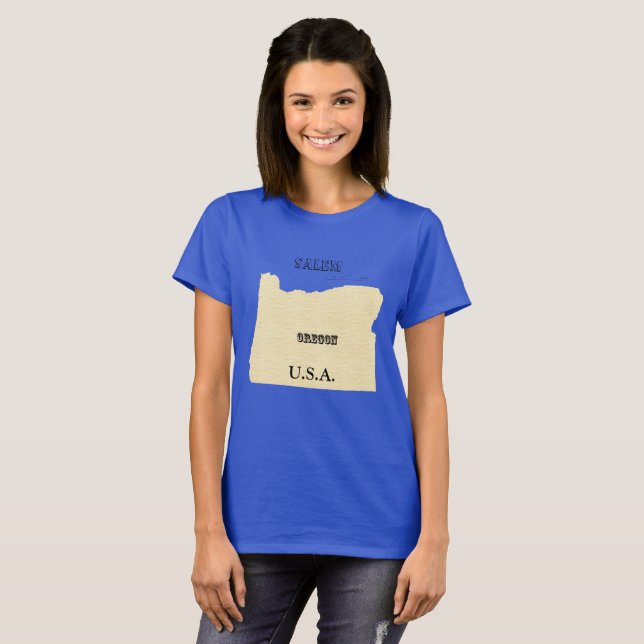 T-shirt - Carte de l'Oregon avec la ville (Devant entier)