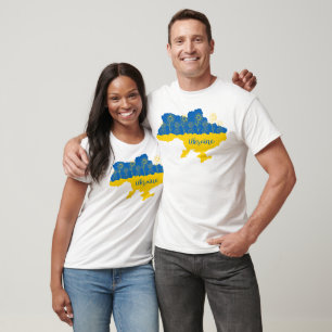 T-shirt Carte de l'Ukraine avec tournesol et drapeau ukrai