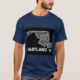 T-shirt Carte de Maryland géante
