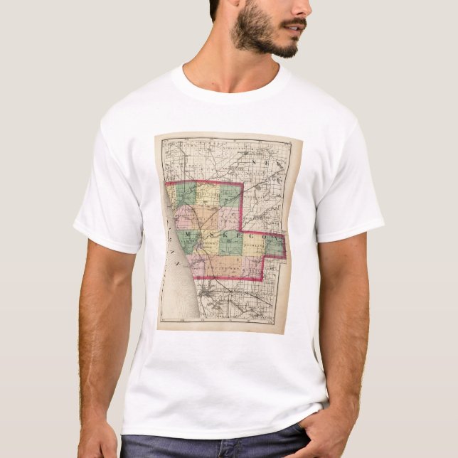 T-shirt Carte de Muskegon County, Michigan (Devant)
