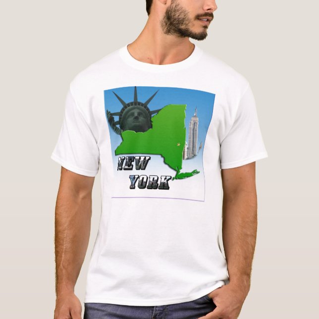 T-shirt Carte de New York, Statue de la Liberté, Monument (Devant)