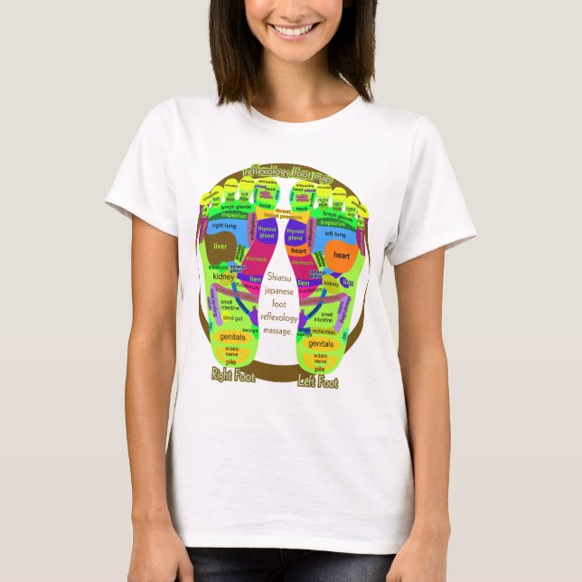 T-shirt carte de pied de réflexothérapie (Devant)