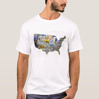 T-shirt Carte de plaque minéralogique des Etats-Unis