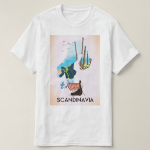 T-shirt Carte de Scandinave affiche de voyage Viking