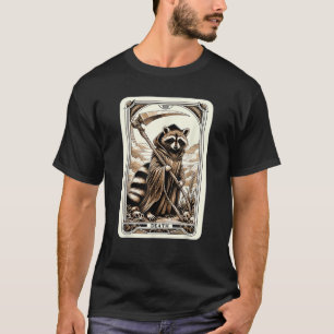 T-shirt Carte de tarot de raton laveur Mort Sorcellerie Oc