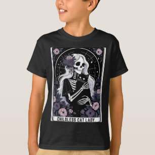T-shirt Carte de tarot de squelette gothique mignon de dam