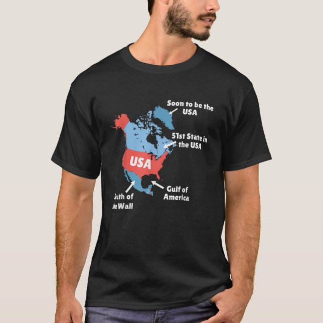 T-shirt Carte de Trump amusant USA Canada Groenland Golfe  (Devant)