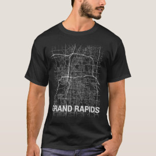T-shirt Carte de ville de Grand Rapids (GROS CARACTÈRES)