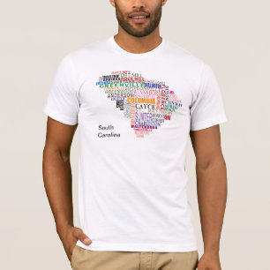 T-shirt Carte de ville de la Caroline du Sud