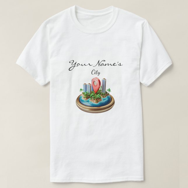 T-shirt Carte de ville personnalisée  (Design devant)