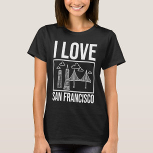 T-shirt Carte de voyage de la ville de San Francisco Calif