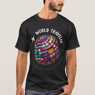 T-shirt Carte de voyageur du monde, Voyageur de drapeaux d