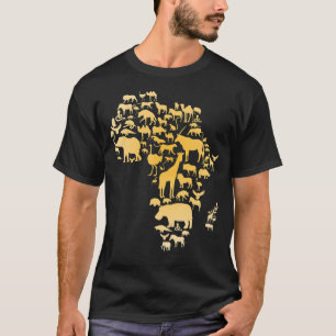 T-shirt Carte des animaux d'Afrique Silhouette Afrique
