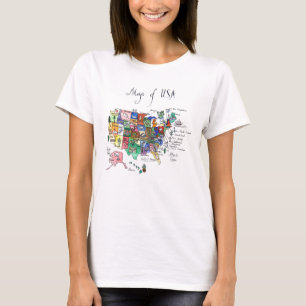 T-shirt Carte des attractions des Etats-Unis d'Amérique