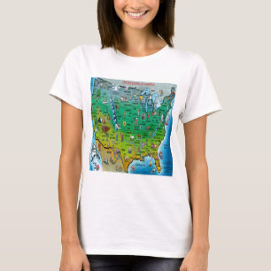 T-shirt Carte des caricatures des USA