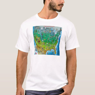 T-shirt Carte des caricatures des USA