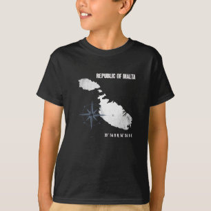 T-shirt Carte des coordonnées des îles de voyage de Malte