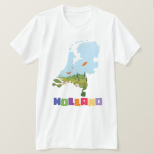 T-shirt Carte des dessins animés hollandais