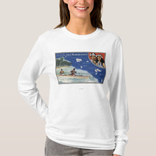 T-shirt Carte des îles, indigènes dans un canoë
