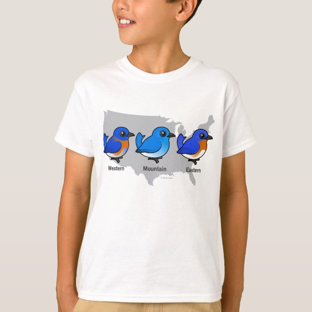 T-shirt Carte des oiseaux bleus (Devant)