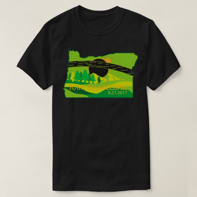 T-shirt Carte des villes de l'Oregon pour 2017 (Design devant)