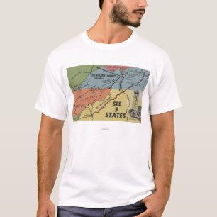 T-shirt Carte détaillée de 5 états - grande surveillanc
