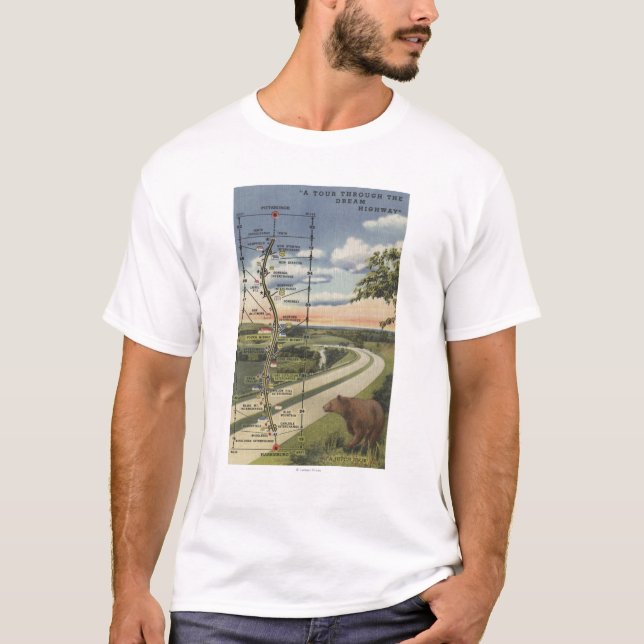 T-shirt Carte détaillée "de la route rêveuse " (Devant)