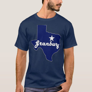 T-shirt Carte d'état de Granbury Texas Navy Blue Lone