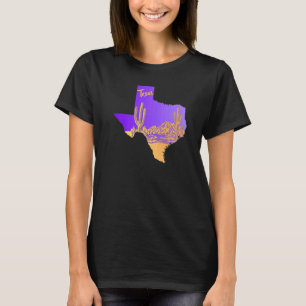 T-shirt Carte d'état du Texas Paysage du désert Cactus à l