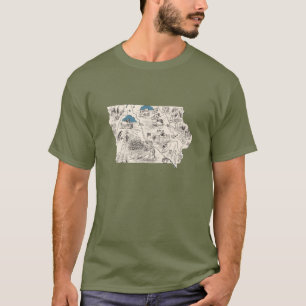 T-shirt Carte d'image Vintage Hawkeye en forme d'iowa anti