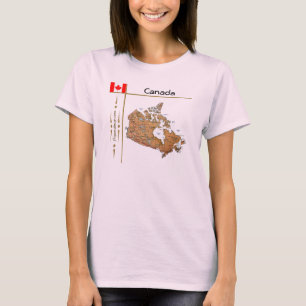 T-Shirt Carte + Drapeau + Titre Canada