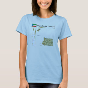 T-Shirt Carte + Drapeau + Titre de la Guinée Équat