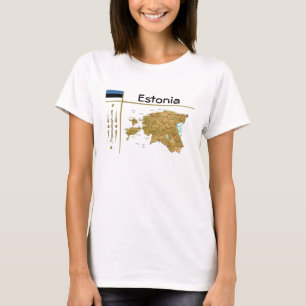 T-Shirt Carte + Drapeau + Titre Estonie