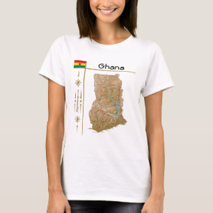 T-Shirt Carte + Drapeau + Titre Ghana