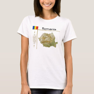 T-Shirt Carte + Drapeau + Titre Roumanie