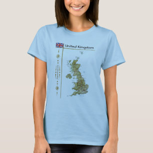 T-Shirt Carte + Drapeau + Titre Royaume-Uni