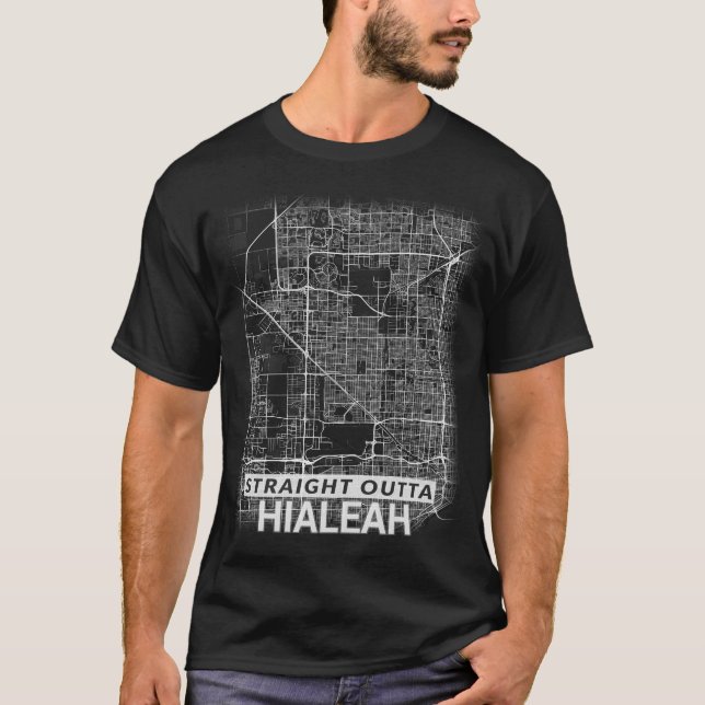 T-shirt Carte droite de ville d'Outta Hialeah (GROS (Devant)