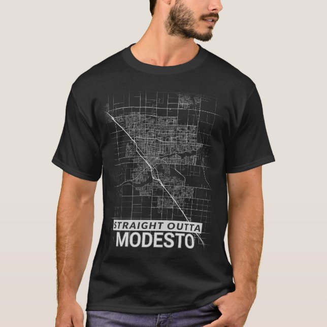 T-shirt Carte droite de ville d'Outta Modesto (GROS (Devant)