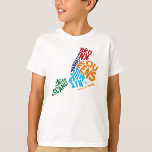 T-shirt Carte du Calligramme des 5 villes de New York