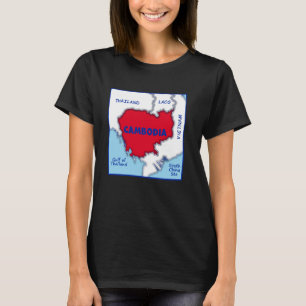 T-shirt Carte du Cambodge aux couleurs du drapeau. Pays vo
