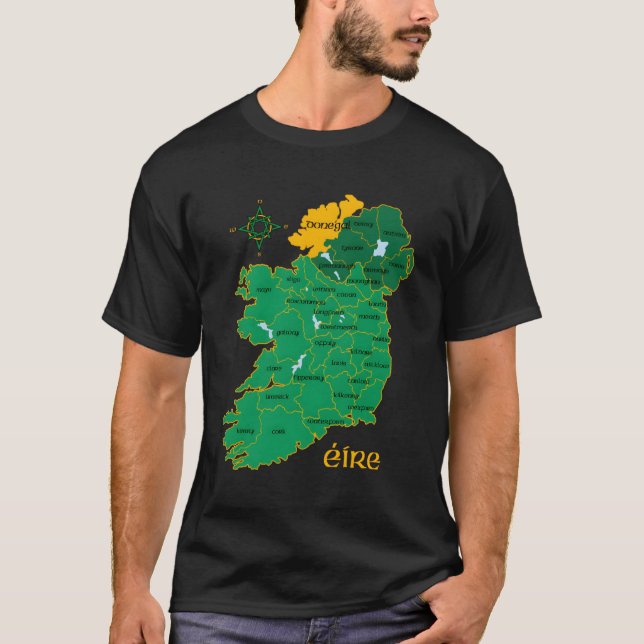 T-shirt Carte du comté de Donegal Irlande Eire Irish Trave (Devant)
