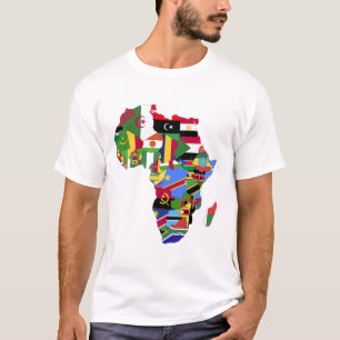 T-shirt Carte du continent africain avec drapeaux