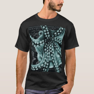 T-shirt Carte du crayon vert octopus coloré