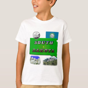 T-shirt Carte du Dakota du Sud, Texte photo, Quartier Faux
