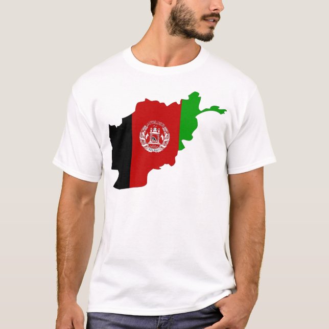T-shirt Carte du drapeau afghan pleine grandeur (Devant)