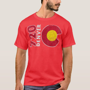 T-shirt Carte du drapeau de Denver Colorado vintage 720 Ac