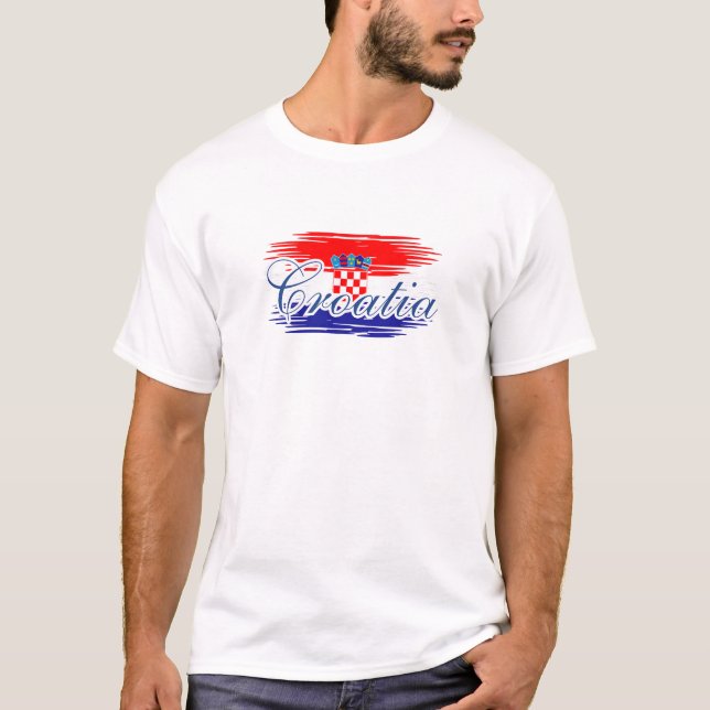 T-shirt Carte du drapeau de la Croatie (Devant)
