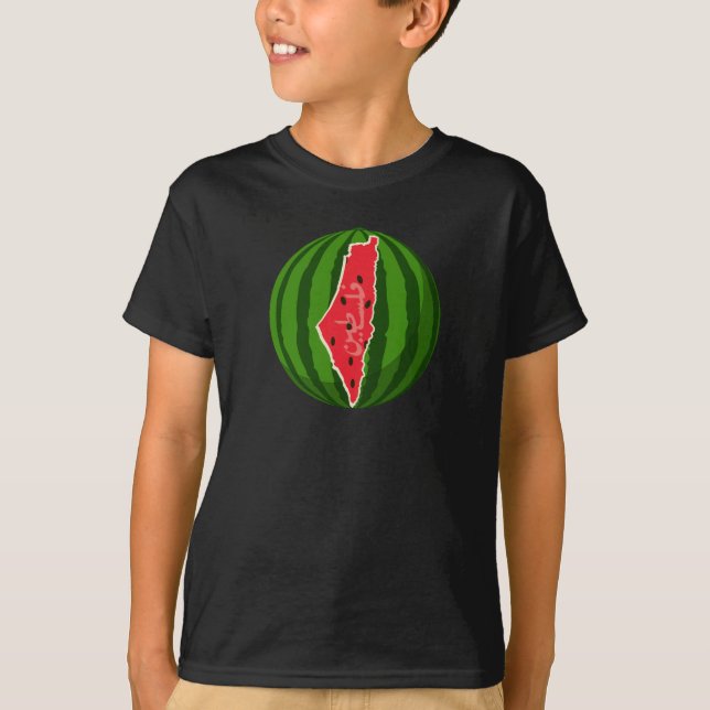 T-shirt Carte du drapeau de la pastèque palestinienne. Lib (Devant)